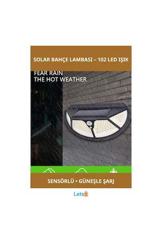 Fonksiyonel Sensörlü 102 Ledli Güneş Enerjili Bahçe Lambası Çok Renkli