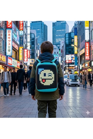 Missidea Pixelbag Led Çocuk Çanta Mavi + Powerbank
