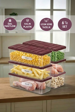 Selka Home 6 Adet 2 Lt. Nora Organizer Buzdolabı Buzluk Düzenleyici Saklama Kabı