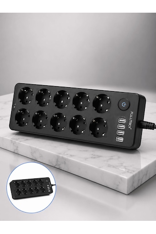 Usb Ve Type-c Çıkışlı 10'lu Akım Korumalı Çoklu Priz Güç Dağıtıcı 2 m