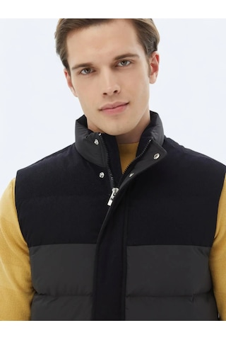 Kip Siyah Regular Fit Dik Yaka Casual Dokuma Spor Yelek Siyah