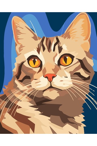 Sayılarla Boyama Numaralı Tuval Seti Boya Fırça Dahil 40x50 Cm Kedi Portresi