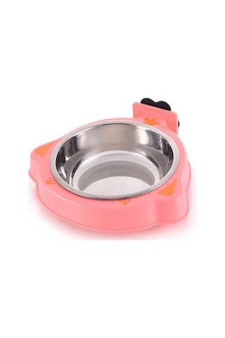 Cbtx Evcil Hayvan Mama Kasesi Köpek Kafesi Asılı Paslanmaz Çelik Sabit Kase Pembe