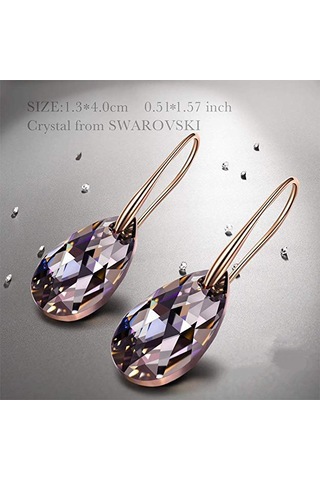 Monemel Rose Siyah Kristal Damla Küpe Altın Kaplama E0364 Gümüş