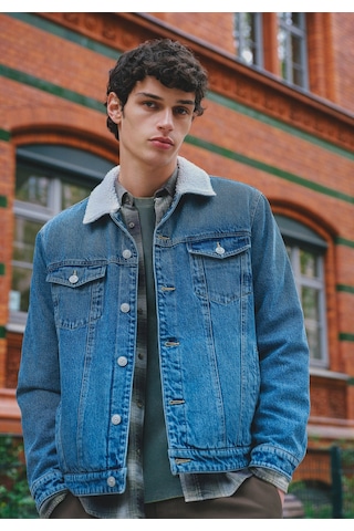 Colin's Colins Regular Fit Düğmeli Astarsız Kürklü Erkek Mid İndigo Denim Ceket Cl1082668 Q1.v1 Dn45144