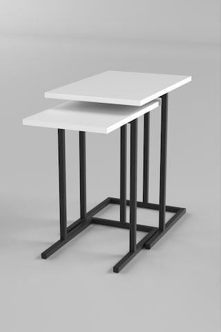 Retodesign 2 Li Beyaz Zigon Sehpa. Yan Sehpa 3100b