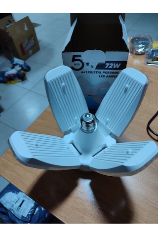 Beyaz 72we27 Kristal Katlanabilir Pervane Model Led Ampul 4+1 Kanatlı Led Ampul 6480 Lümen Led Lamba