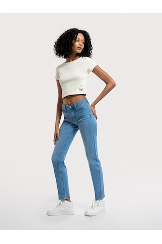Crop Kadın Tshirt K.kol Ekru