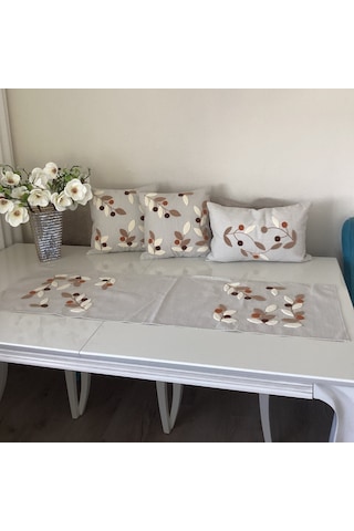 Punch İşlemeli Yaprak Desenli Dekoratif Kırlent Kılıfı Takım Karışık/Çok Renkli