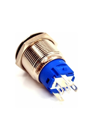 19mm Yaylı Metal Buton Mavi Işıklı 1no/1nc Anahtar 12v 24v