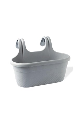 Omnipazar Krs-350 Dekoratif Plastik İnci Askılı Balkon Saksı 6.2 Litre Gri