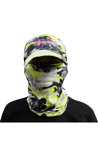 Captain Fisherman Style Set Şapka Eldiven Kolluk Buff Camo Green Çok Renkli