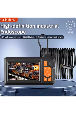 Vtn-008 Ekranlı Çift Kameralı 10 Mt Sert Kablo Yılan Endoskop 8 Mm 4.3 Inc