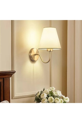 Burenze Duvar Aplik Eksitme Gold Gövde Beyaz Abajur