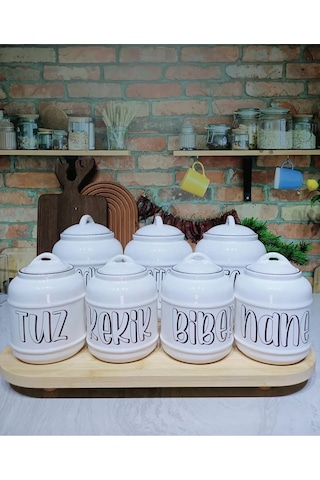 7 Parça Tasarım Baharatlık Seti Tea/coffee/sugar Tuz/kekik/biber/nane Pinterest Kavanoz Seti