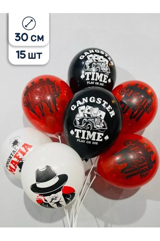 Riota Gangster Parti İçin Balon Seti 15 Adet 244024849 BEYAZ