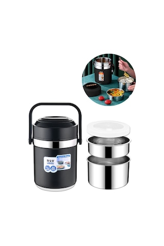 304 Çelik Gri 1600 Ml Vakum Yemek Mama Saklama Termosu Cin597 Gri
