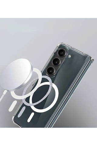 Gld-spt- Newface Samsung Uyumlu Galaxy Z Fold 6 Kılıf Magneticsafe Şeffaf Silikon - Şeffaf