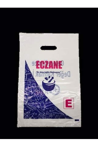 Barkod + Logolu Sloganlı Orta Elgeçme Bio Eczane Poşeti 1000 Adet 22 x 33 CM