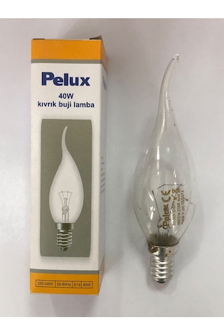 10 Adet Pelux 40w E14 Kıvrık Buji Dimmer Uyumlu