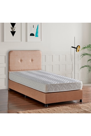 Niron Budget Yatak Seti 90x190 cm Yatak Baza Başlık Takımı - Tek Kişilik Sert Ortopedik Yatak, Baza ve Başlık