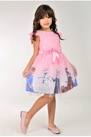 Buse&Eylül Bebe Pembe Elsa Karlar Kraliçesi Kız Çocuk Elbisesi
