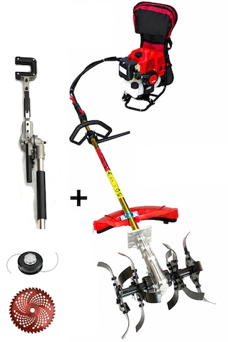 Benzinli Ot Biçme Makinesi + Toprak Çapalama + Kancalı Zeytin & Fındık Silkeleme Hasat Aparatı Set 52 Cc 4.6 Hp Bc520