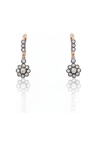 925 Ayar Gümüş Rose Kaplama Elmas Montür Çiçek Küpe Montür Rose Gold