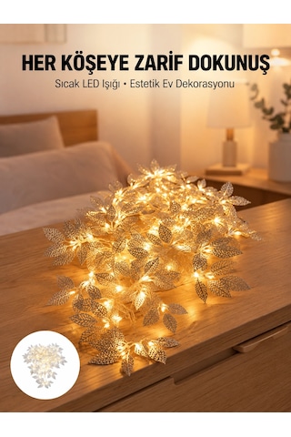 Yaprak Şekilli Gümüş Led Işık Pilli Dekoratif Aydınlatma Çok Renkli 97708108
