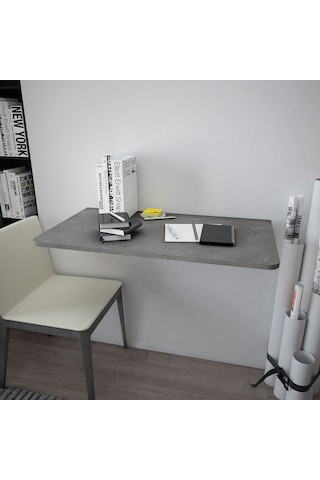 Asra Trend DMM-07 %100 MDF 90x50 cm Duvara Monte Katlanır Masa Retro Gri Mutfak Yemek ve Çalışma Masası