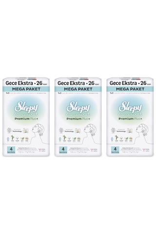 Sleepy Bio Natural Premium Plus Hijyenik Ped Gece Extra 3 x 26'lı