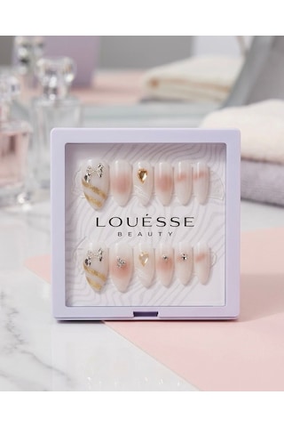 Louésse Golden Blush Bridal Takma Tırnak Seti 12 Li Taşlı & Zarif Gelin Tırnak Modeli