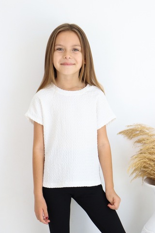Fesshera Kids Kız Çocuk Dokulu Yumuşak T-shirt Konforlu, Zarif Ve Günlük Şıklığın Anahtarı Beyaz