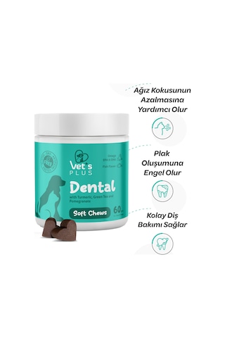 Vet's Plus Dental Çiğnenebilir Tablet 60'lı Kedi ve Köpekler İçin Diş Bakımı