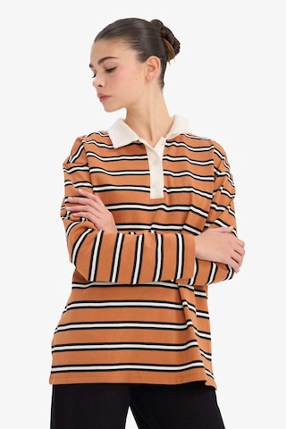 Defacto Loose Fit Polo Yaka Sweatshirt G6490ax25wnbn50 Kahve-bn50