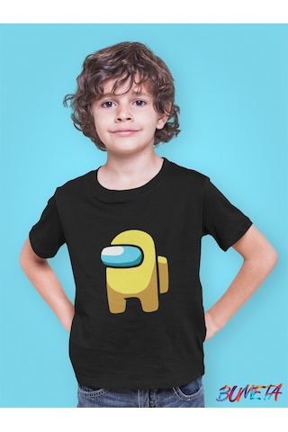 Bumeta Mini Imposter Sarı Mürettebat Among Us Çocuk Tişört T-shirt Siyah