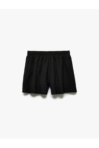 Koton Regular Fit Beli Lastikli Dokulu Mini Şort Siyah 5sak70037ek Siyah