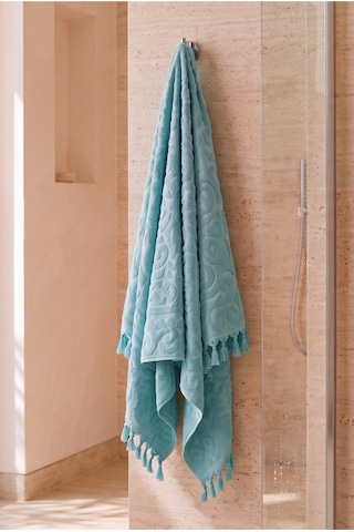 Bağlamalı Banyo Havlusu %100 Pamuk, 70x140 Cm, Jakarlı Duş, Vücut, Plaj Havlusu Dayanıklı, Hızlı Kuruyan Mint