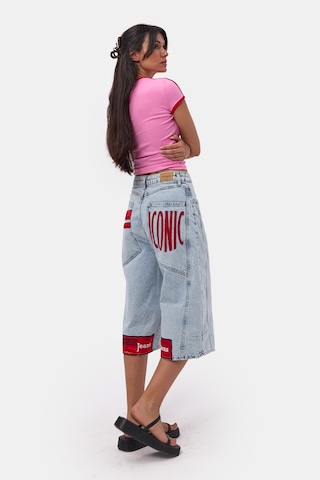 Itsbasic Kadın Ice 3s6-3 Mega Baggy Fit Paça Ve Cep Detaylı Özel Tasarım Denim Şort Ice Rengi