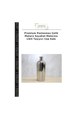 Premium Paslanmaz Çelik Matara Seyahat Matarası Likit Taşıyıcı Cep Kabı Metalik