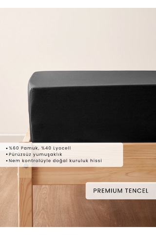 Bella Maison Premium Tencel King Size Lastikli Saten Çarşaf Antrasit 180x200x35 Cm Antrasit