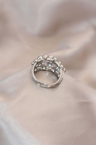 Ayarlamalı Silver Renk Metal Bombeli Boluncuk Model Yüzük Gümüş
