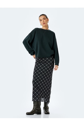 Koton Pamuklu Bisiklet Yaka Uzun Kollu Oversize Sweatshirt Antrasit 5sak10200ek Antrasit