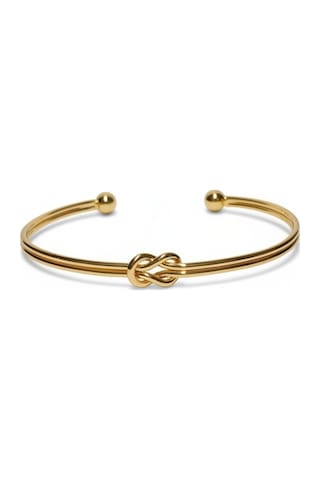 Altın Kaplama Aşk Düğümü Kelepçe Bilezik - Minimalist Sonsuzluk Düğümü Kadın Kelepçe Bileklik Gold