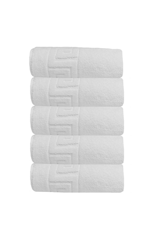 5 Li Otel Ayak Havlusu Bukle Ayak İzli 50x70 Cm Beyaz 20/2 Ring 250 Gr Beyaz