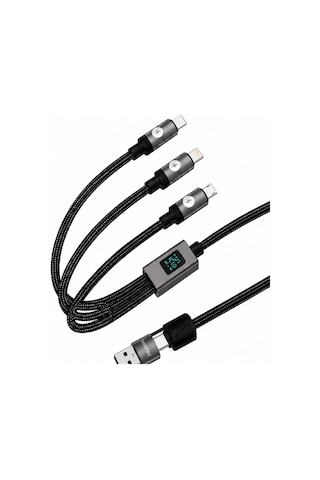 Schitec 5in1 100w Dijital Göstergeli Type-c Ve Usba Girişli Micro Type-c Lightning Çıkışlı Hızlı Şarj Ve Data Kablosu 1.2m Hg/c-26