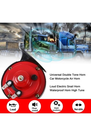 Novahub 2 Adet 24v Evrensel Çift Tonlu Korna, Metal + Abs, Suya Dayanıklı, Yüksek/düşük Sesli, Araba Motosiklet Kornası