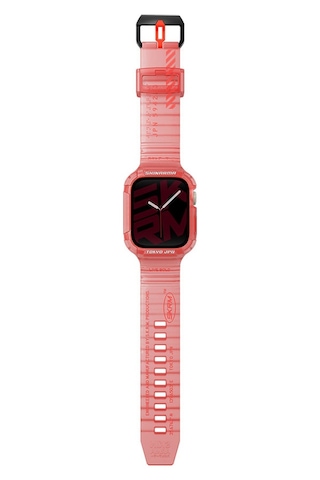Watch 7 45mm Kordon Skinarma Saido Sert Pc Kasa Koruyuculu Silikon Strap Kayış Kırmızı Kırmızı