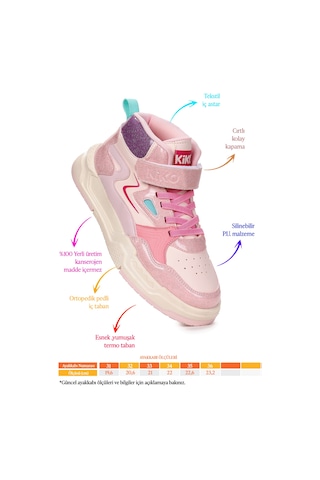 Kiko Kids Hayka-3 Cırtlı Kız Çocuk Spor Ayakkabı Mercan - Şeker Mercan - Şeker
