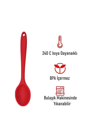 Burcummm Silikon Uzun Karıştırma Kaşığı Kırmızı Çok Renkli